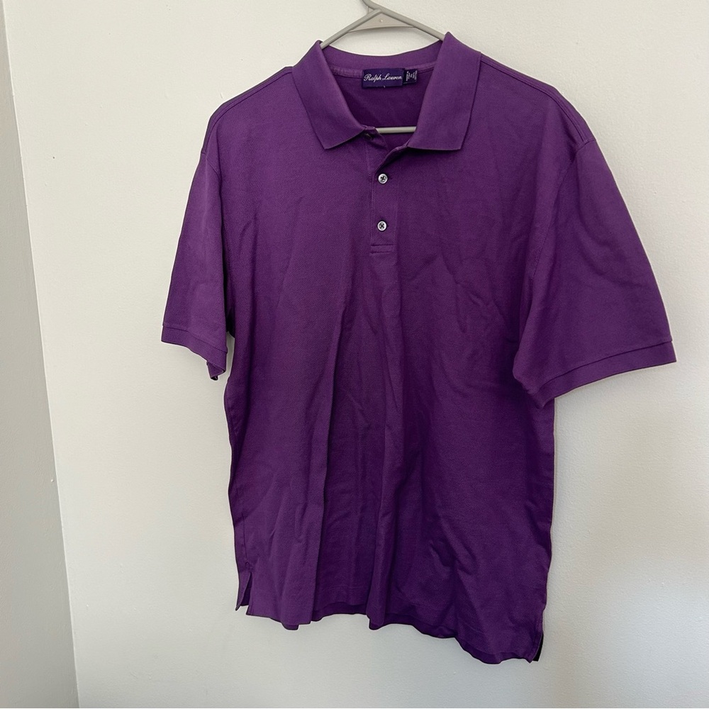 RALPH LAUREN Italy Size L PURPLE LABEL Mens Polo Shirt Cotton Purple